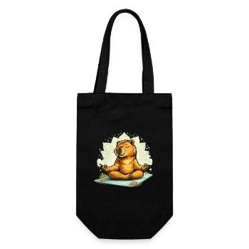 Sweet capybara doing yoga - Gift Bag for Bottles - black - Front