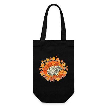 Autumn leaf hedgehog - Gift Bag for Bottles - black - Front