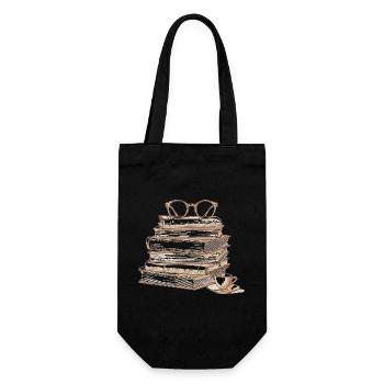 Stack of books with glasses - Gift Bag for Bottles - black - Front