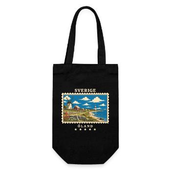 Schweden Öland Vintage Reisemarke - Geschenkbeutel für Flaschen - Schwarz - Vorne