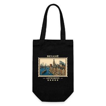 Belgien Antwerpen Vintage Reisemarke - Geschenkbeutel für Flaschen - Schwarz - Vorne