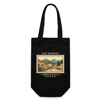 San Marino Serravalle Vintage Reisemarke - Geschenkbeutel für Flaschen - Schwarz - Vorne