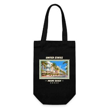 Vereinigte Staaten Miami Beach Vintage Reisemarke - Geschenkbeutel für Flaschen - Schwarz - Vorne