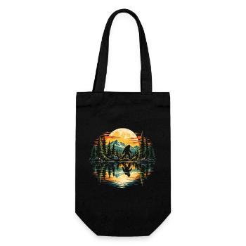 Bigfoot Mountain Lake Sonnenuntergangsnatur - Geschenkbeutel für Flaschen - Schwarz - Vorne