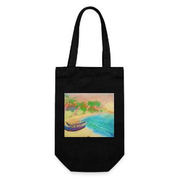 Insellandschaftsstrand und heißer Sand - Geschenkbeutel für Flaschen - Schwarz - Vorne