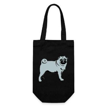 Mops - Geschenkbeutel für Flaschen - Schwarz - Vorne