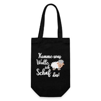 Ich schaffe das, ich Schaf das lustiges Motiv - Geschenkbeutel für Flaschen - Schwarz - Vorne
