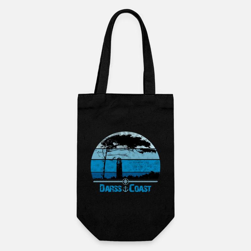 Darss Coast with windbreaker and lighthouse - Gift Bag for Bottles - black