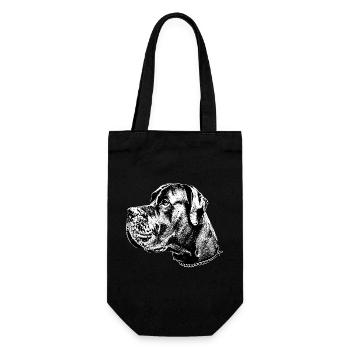 Dogge Hund Hundekopf Bulldogge Hunderasse - Geschenkbeutel für Flaschen - Schwarz - Vorne