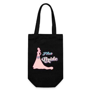 Die Braut retro rosa Typografie und Silh - Geschenkbeutel für Flaschen - Schwarz - Vorne
