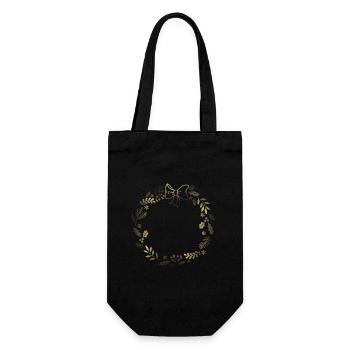 Golden festive wreath with ribbon - Gift Bag for Bottles - black - Front