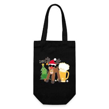 Betrunkenes Rentier mit Bier Weihnachtsbaum Cool - Geschenkbeutel für Flaschen - Schwarz - Vorne