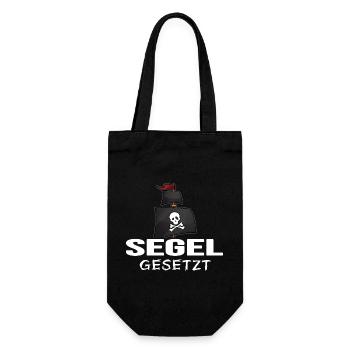 Küsten-Pirat Kapitän moin moin "Segel gesetzt" - Geschenkbeutel für Flaschen - Schwarz - Vorne