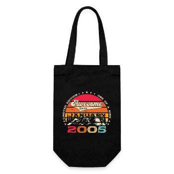 Né le 18 janvier 2005 Homme cadeau - Sac à bouteille - noir - Devant