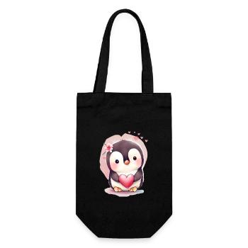 Cadeau de Saint-Valentin Pingouin - Sac à bouteille - noir - Devant
