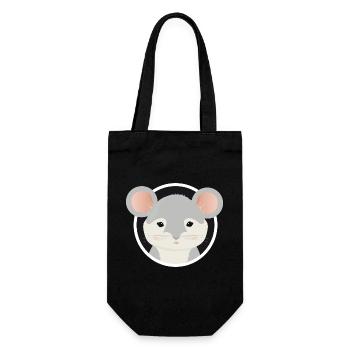 cute grey mouse looks out of the mouse hole - Gift Bag for Bottles - black - Front