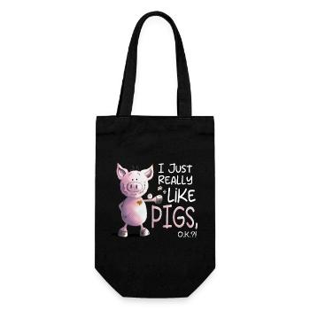 I Just Really Like Pigs Schwein - Geschenkbeutel für Flaschen - Schwarz - Vorne