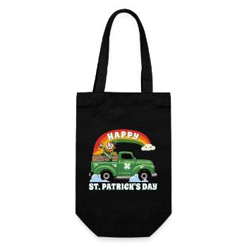 Vintage Green Truck Shamrocks St. Patrick's Day - Gift Bag for Bottles - black - Front