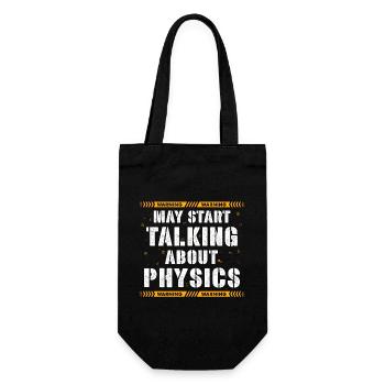 Warning May Start Talking About Physics - Gift Bag for Bottles - black - Front