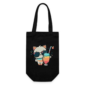 The coolest cat on the beach - Gift Bag for Bottles - black - Front