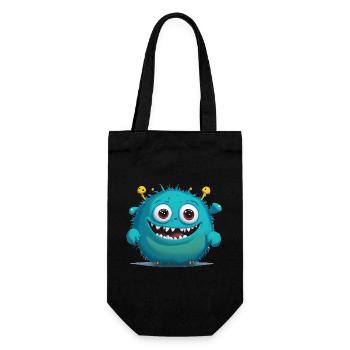 Petit monstre bleu - Sac à bouteille - noir - Devant