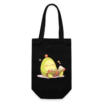 Avocado Leseheld – Kuschelnde Buchzeit - Geschenkbeutel für Flaschen - Schwarz - Vorne