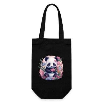 Fleurs de panda - Sac à bouteille - noir - Devant
