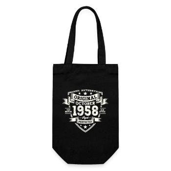65th Birthday Husband Original October Vintage 1958 - Gift Bag for Bottles - black - Front