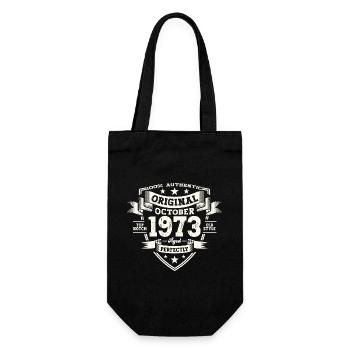 50. Geburtstag Mann Original Oktober Jahrgang 1973 - Geschenkbeutel für Flaschen - Schwarz - Vorne