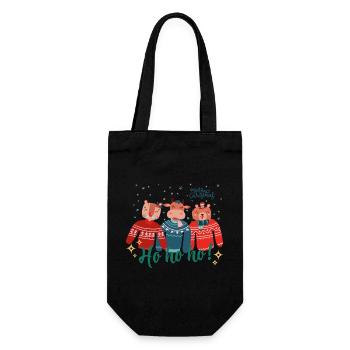 Hässlicher Weihnachtspullover - Frohe Weihnachten - Geschenkbeutel für Flaschen - Schwarz - Vorne