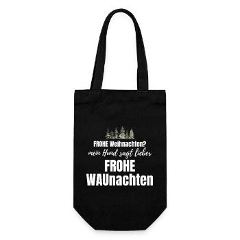 Hund Hunde Weihnachten - lustiger Weihnachtsspruch - Geschenkbeutel für Flaschen - Schwarz - Vorne