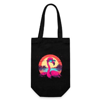 Stay cool and pink.Surf Flamingo chillt sein Leben - Geschenkbeutel für Flaschen - Schwarz - Vorne
