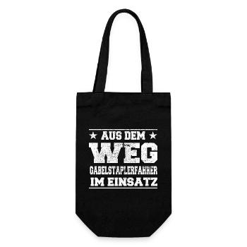 Aus dem Weg Gabelstaplerfahrer im Einsatz Design - Geschenkbeutel für Flaschen - Schwarz - Vorne