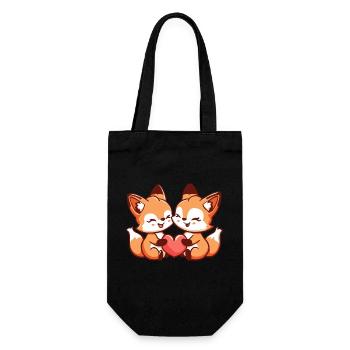 Fox Couple Love Couple In Love - Gift Bag for Bottles - black - Front
