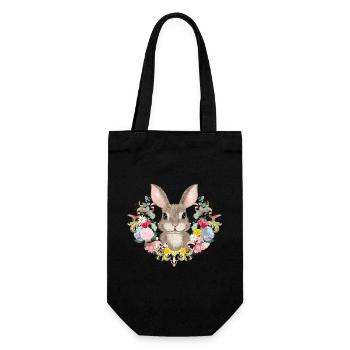 Spring wreath with rabbit as Easter bunny - Gift Bag for Bottles - black - Front