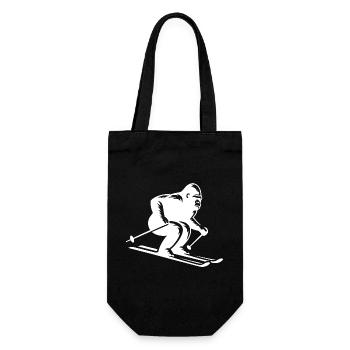 Affe Gorilla Schimpanse Ski Silhouette Design - Geschenkbeutel für Flaschen - Schwarz - Vorne