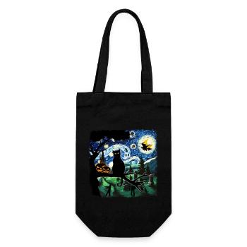 Halloween Black Cat Van Gogh - Geschenkbeutel für Flaschen - Schwarz - Vorne