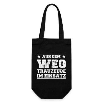 Aus dem Weg Trauzeuge im Einsatz Design - Geschenkbeutel für Flaschen - Schwarz - Vorne