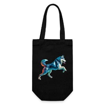 chien de traineau husky origami géométrique 3d - Sac à bouteille - noir - Devant