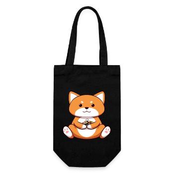 Shiba Inu Hund Sushi Japan Akita I Geschenk - Geschenkbeutel für Flaschen - Schwarz - Vorne