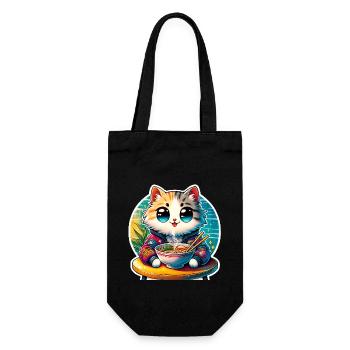 Cat Ramen Kawaii Anime - Gift Bag for Bottles - black - Front