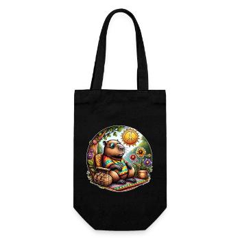 Capybara Hippie Peace - Gift Bag for Bottles - black - Front