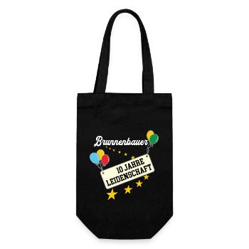 Brunnenbauer 10 jähriges Jubiläum Brunnenbau Jubi - Geschenkbeutel für Flaschen - Schwarz - Vorne