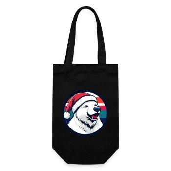 Polar Bear Christmas Animal - Gift Bag for Bottles - black - Front