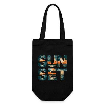Strand Sunset Beach Sonnenuntergang Meer - Geschenkbeutel für Flaschen - Schwarz - Vorne