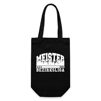 Meister 2025 Bezirksliga Aufstieg Fußball - Geschenkbeutel für Flaschen - Schwarz - Vorne