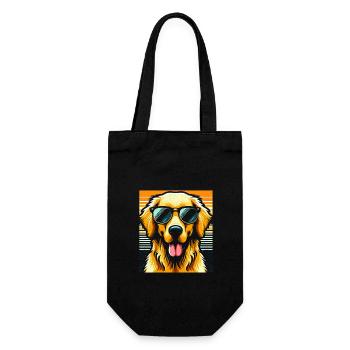 Golden Retriever - Geschenkbeutel für Flaschen - Schwarz - Vorne