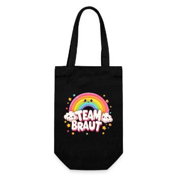 Team Braut JGA Kawaii Regenbogen Junggesellinnen - Geschenkbeutel für Flaschen - Schwarz - Vorne