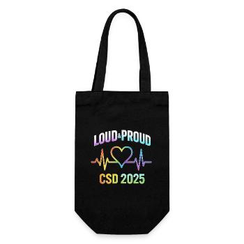 LGBTQ Pride 2025 Herzbeat Design - Geschenkbeutel für Flaschen - Schwarz - Vorne