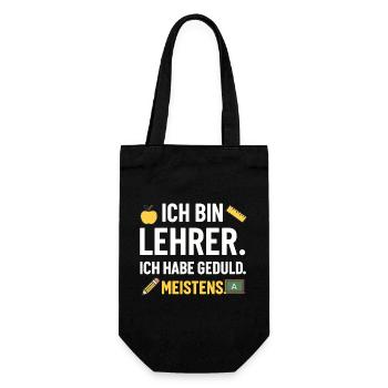 Ich Bin Lehrer Ich Habe Geduld Meistens - Geschenkbeutel für Flaschen - Schwarz - Vorne